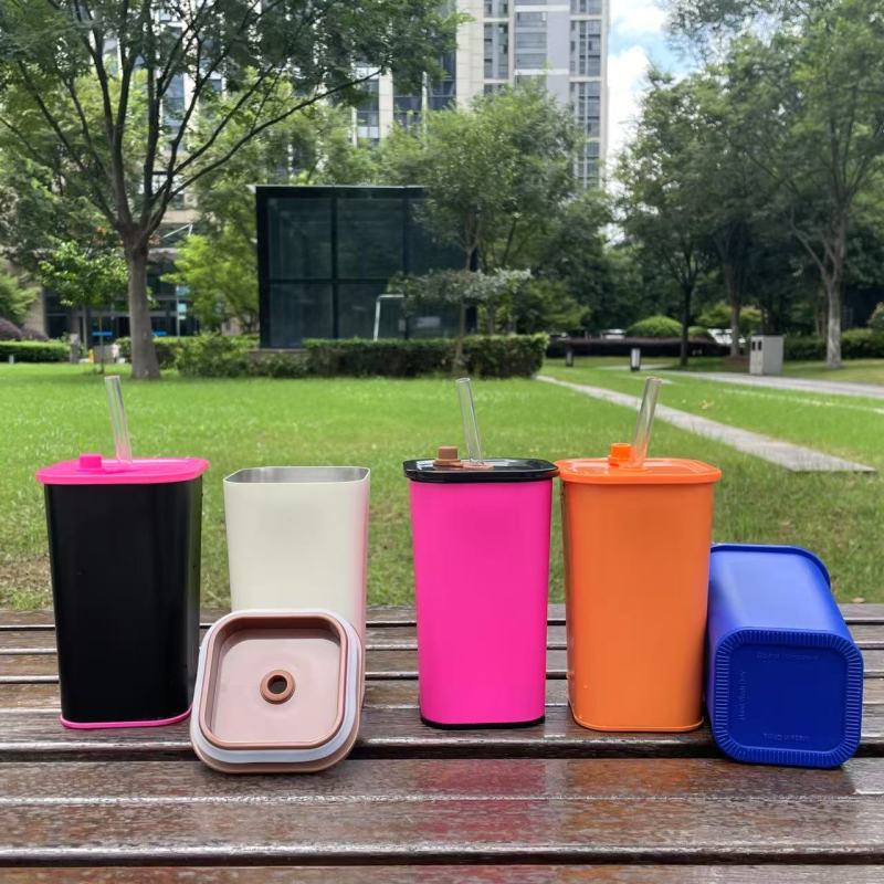 Designer Stainless Steel Mini Square Cup 380ml Capacity Featherlight Customizable