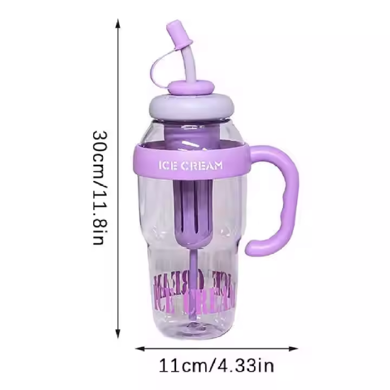 1200ml Big Belly Coffee Cup Bulk Plastic Bottle with Straw & Built-in Tea Filter