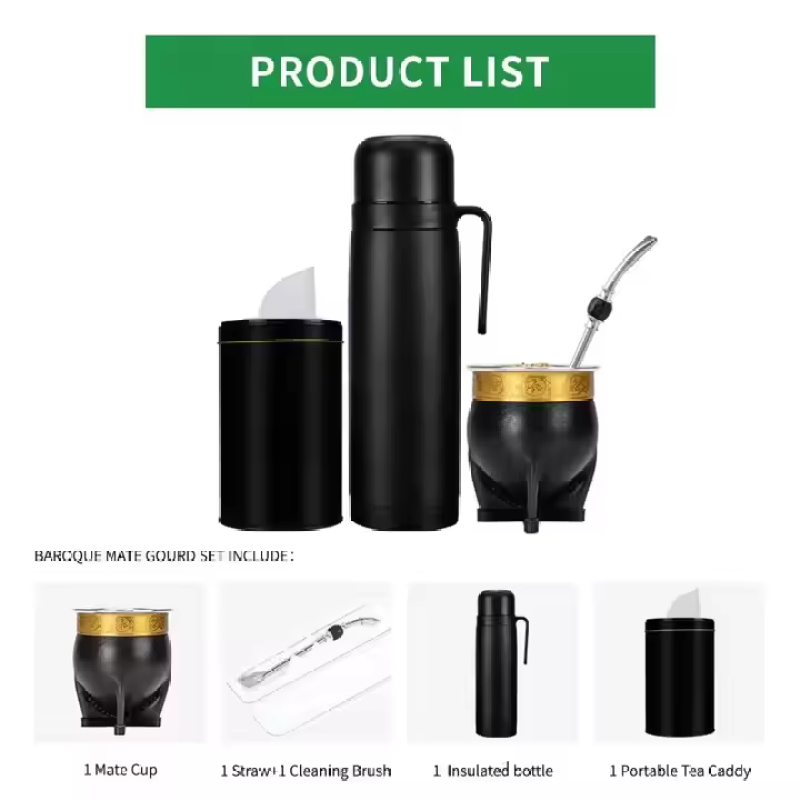 Stainless Steel Insulated Cup Paired with Yerba Cup and Yerba Cup Tea Container