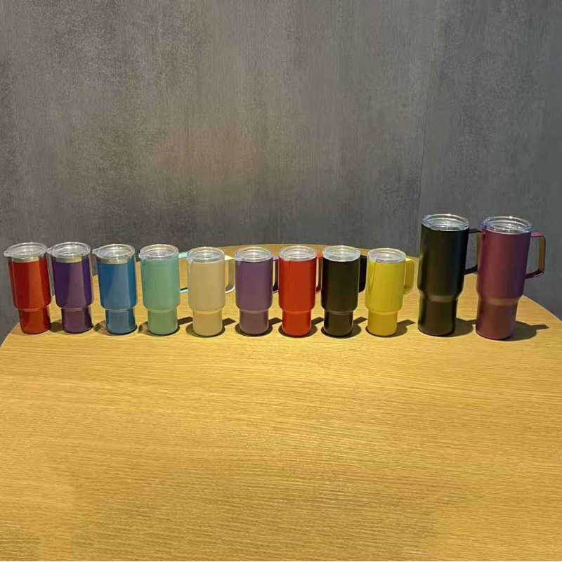 4oz Handle Car Cup 304 Stainless Steel Vacuum Insulated Cup Car Portable Cooling Straw Cup