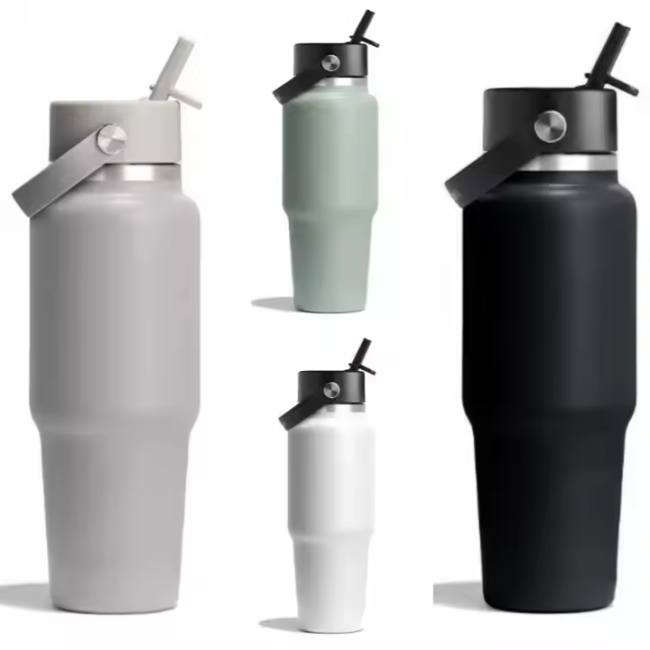 32 oz Stainless Steel Wide-Mouth Insulated Bottle with Straw Lid and Comfortable Handle Designed for Everyone 32 oz Stainless Steel Wide-Mouth Insulated Bottle with Straw Lid and Comfortable Handle Designed for Everyone