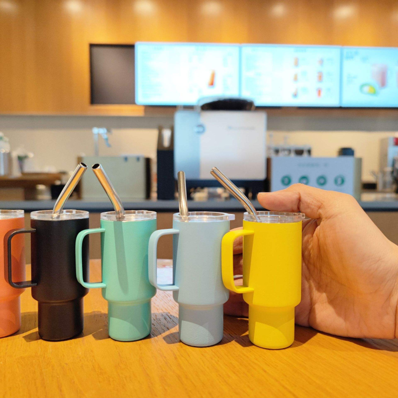 Coffee Cup 304 Stainless Steel 2oz Mini Handle Small Wine Cup Portable Car Straw Insulated Cup