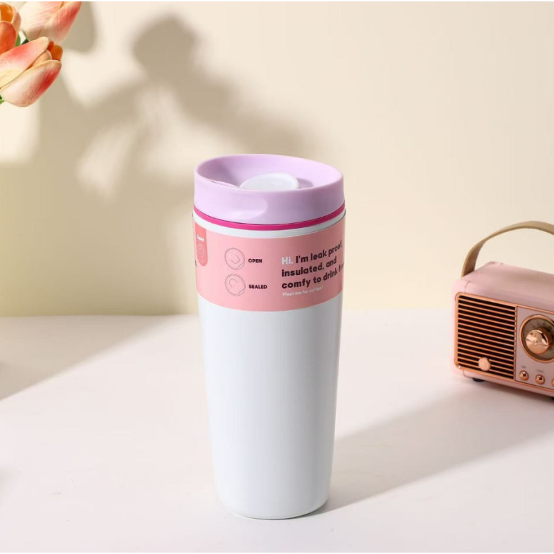 12oz\20oz Custom Stainless Steel Vacuum Insulated Heat-insulating Cups Sliding Office Coffee Cups Travel Water Cups Ice Drinks