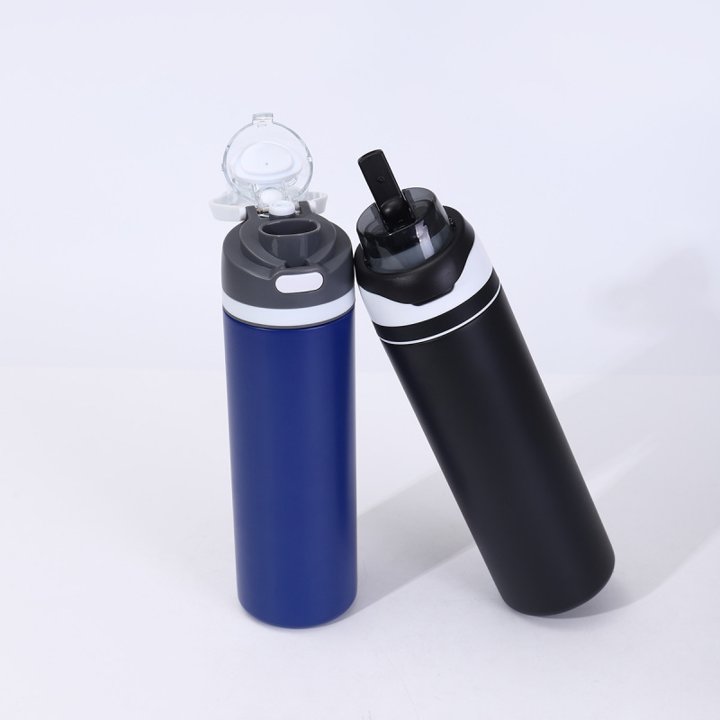 Insulated Stainless Steel Tumbler with Straw & Lid 304 Grade Simple Solid Color Dual Drinking Options