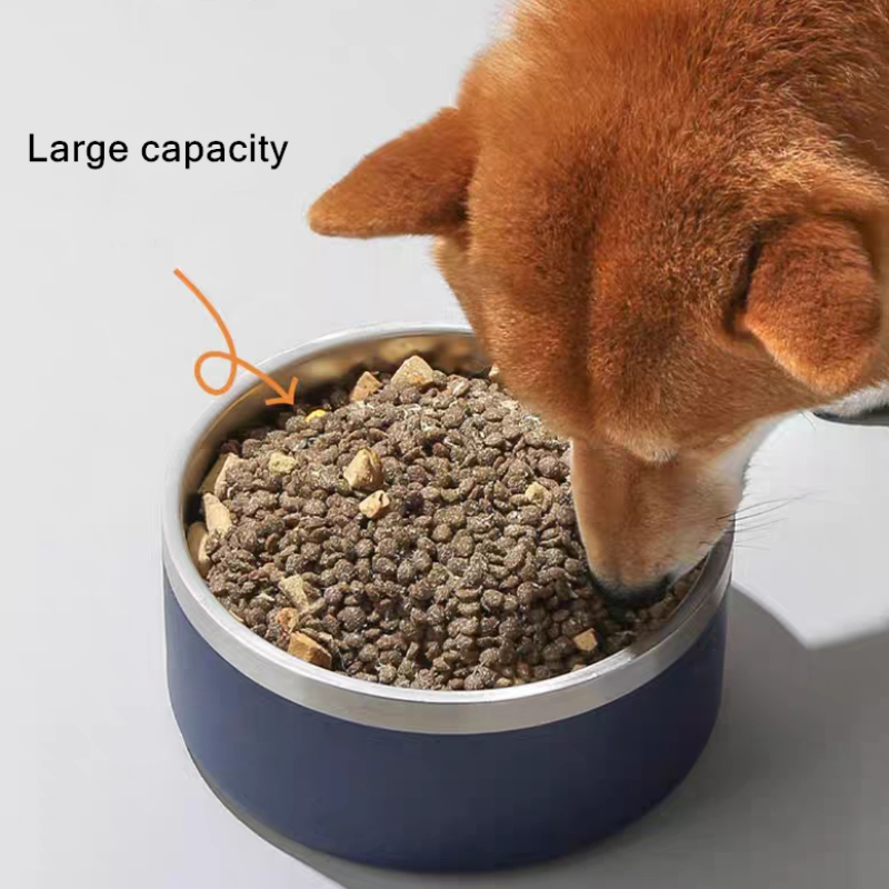 Double Wall 42oz 64oz Metal Pet Feeder Bowl Stainless Steel Wet Food Dispenser Rounded Container for Dog & Cat Wholesale