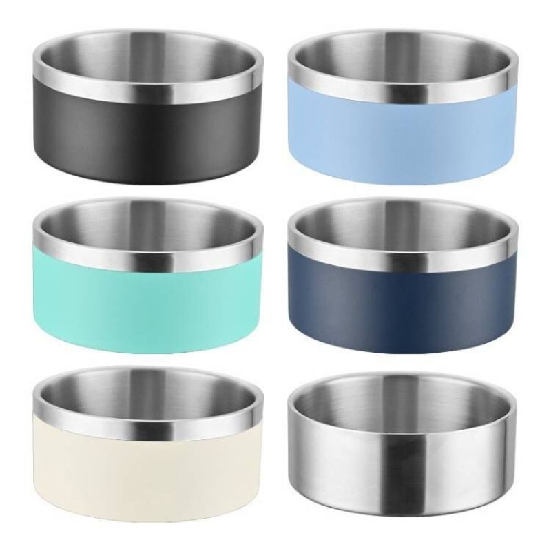 Double Wall 42oz 64oz Metal Pet Feeder Bowl Stainless Steel Wet Food Dispenser Rounded Container for Dog & Cat Wholesale