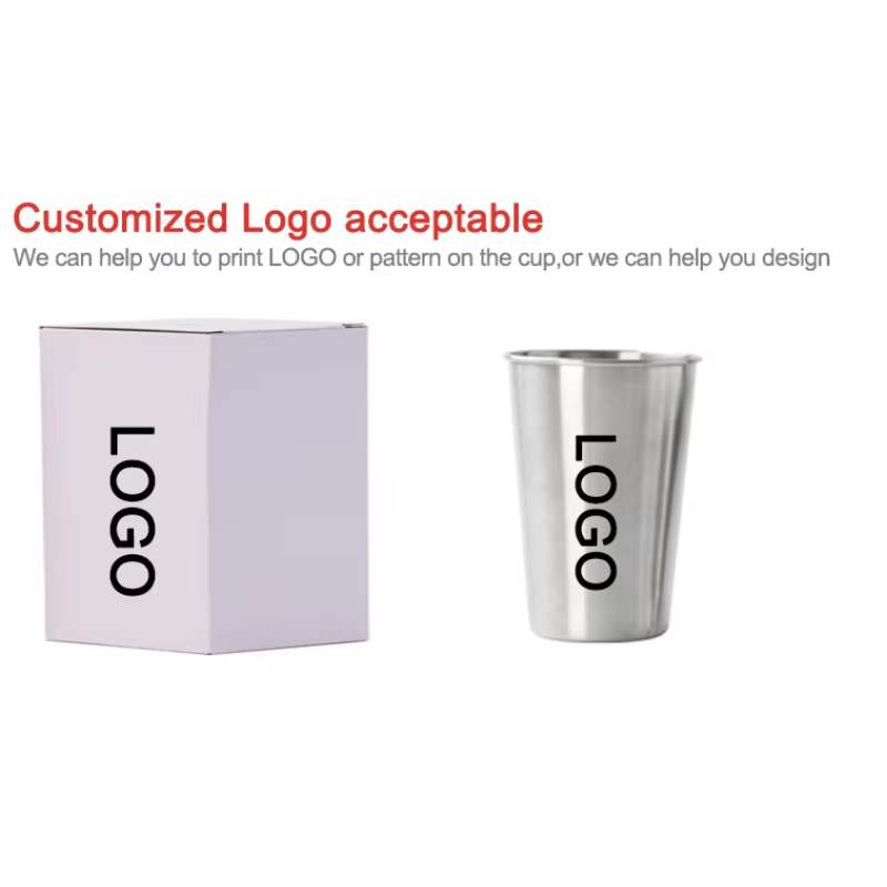 Metal Drinking Cups Minimalist Camping Cup Single Wall Stainless Steel Stackable Beer Mug Pint Drinking Cup Tumbler Mug