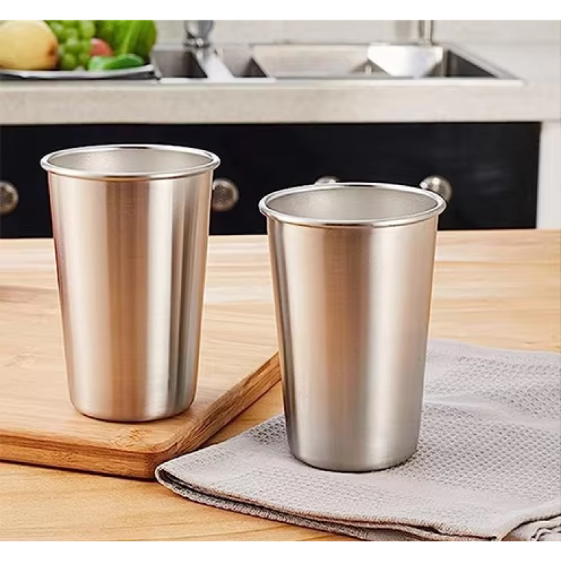 Metal Drinking Cups Minimalist Camping Cup Single Wall Stainless Steel Stackable Beer Mug Pint Drinking Cup Tumbler Mug
