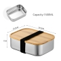 2025 Hot Sell 304 Food Grade Rectangular Stainless Steel Lunch Box with Bamboo Lid  Ideal for Outdoor & Portable Bento