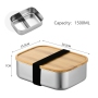 2025 Hot Sell 304 Food Grade Rectangular Stainless Steel Lunch Box with Bamboo Lid  Ideal for Outdoor & Portable Bento