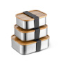 2025 Hot Sell 304 Food Grade Rectangular Stainless Steel Lunch Box with Bamboo Lid  Ideal for Outdoor & Portable Bento