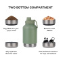 3 in 1 32oz Stainless Steel Insulated Water Bottle Portable Dog Travel Bottle with Two Detachable Water Food Container Bowls