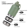 3 in 1 32oz Stainless Steel Insulated Water Bottle Portable Dog Travel Bottle with Two Detachable Water Food Container Bowls
