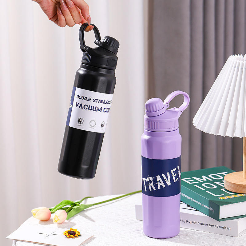 Large Capacity 840ml Vacuum Insulated Stainless Steel Water Bottle with Straw Portable Outdoor Back to School Student Design