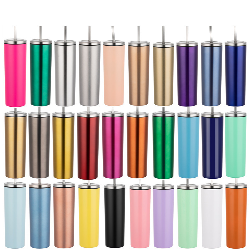 20oz Stainless Steel Glitter Skinny Tumbler for Sublimation Modern Design DIY Printing for Business Gifts Vacuum Bottle