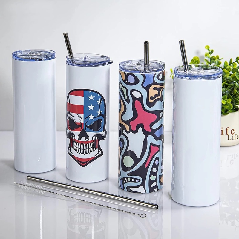 20oz Stainless Steel Glitter Skinny Tumbler for Sublimation Modern Design DIY Printing for Business Gifts Vacuum Bottle