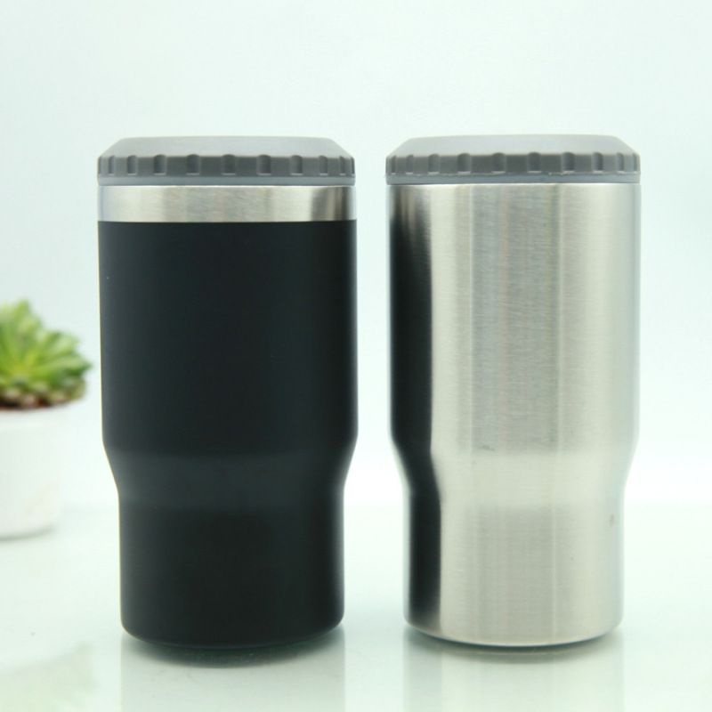Multi-use 14oz Stainless Steel Beer Bottle Can Cooler Tumbler With 2 Lids Option