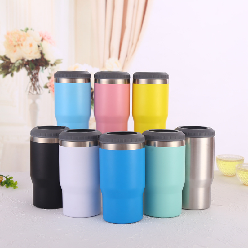 Multi-use 14oz Stainless Steel Beer Bottle Can Cooler Tumbler With 2 Lids Option