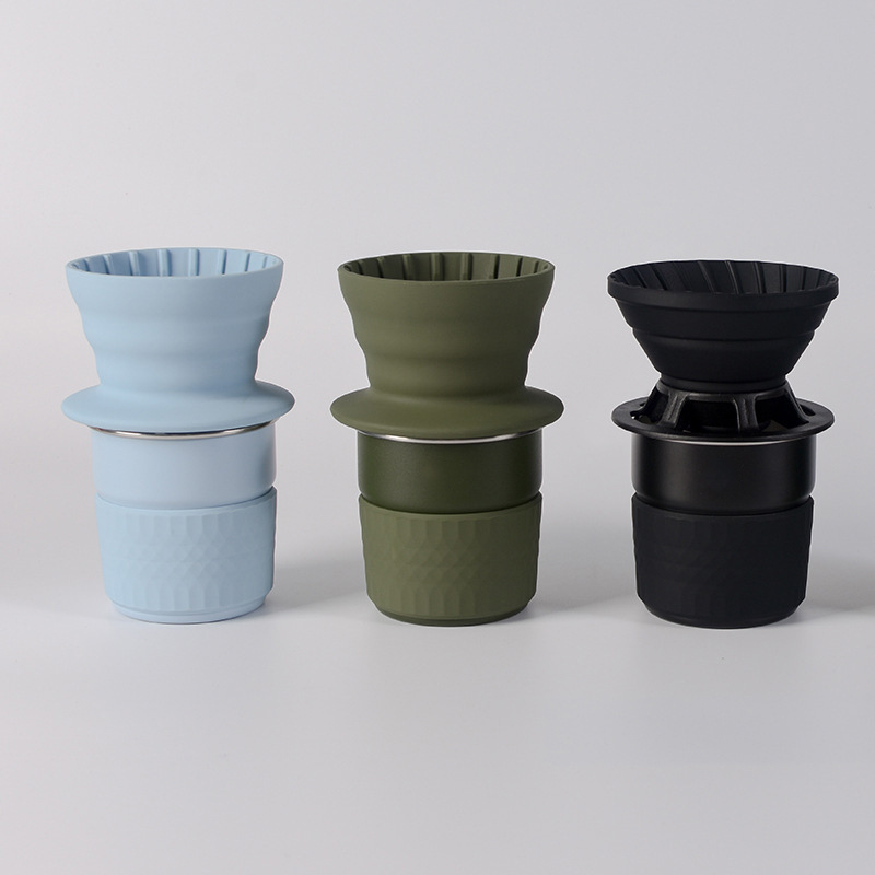 300ml Custom Logo 304 Stainless Steel Coffee Mug with Silicone Sleeve Portable for Office Cafe Outdoor