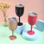Custom Logo 12oz Stainless Steel Unbreakable Wine Glass with Lid