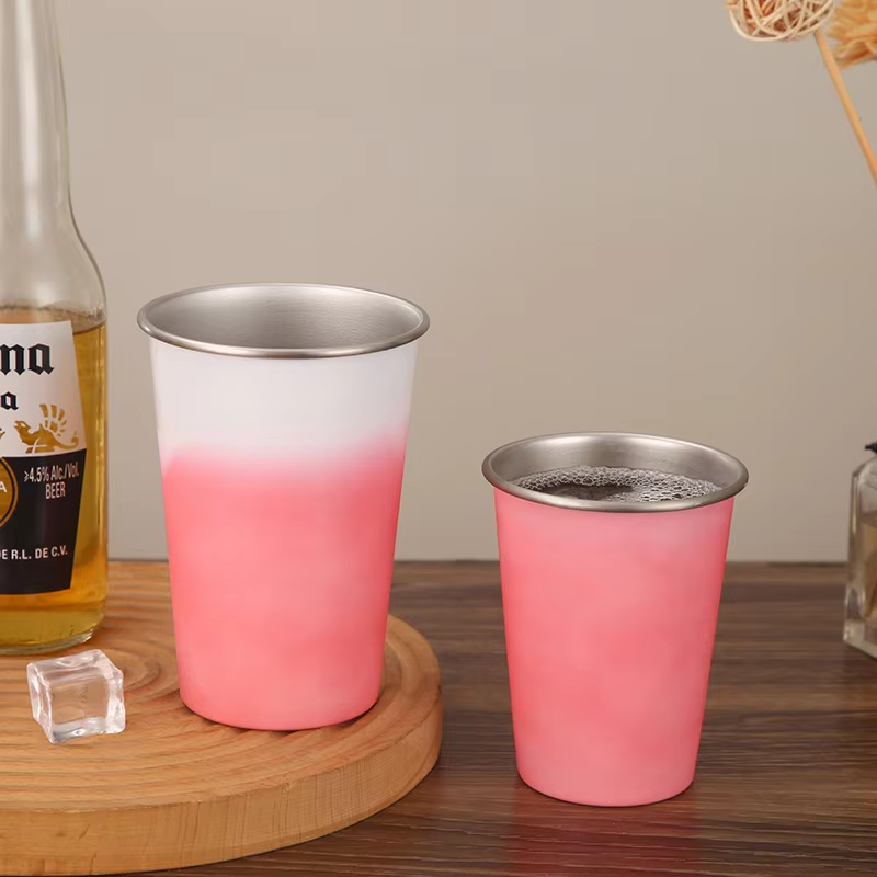 Wholesale Products Hot Sale Customized Logo Stainless Cup Color Changing Beer Pint Water Bottle Recyclable Party Tumblers