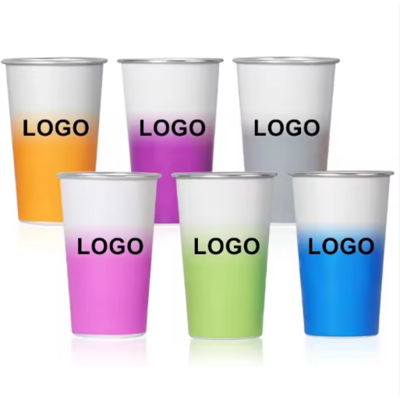 Wholesale Products Hot Sale Customized Logo Stainless Cup Color Changing Beer Pint Water Bottle Recyclable Party Tumblers