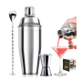 250ml 350ml 550ml 750ml Custom Color Plating&Painting 304 Stainless Steel Boston Wine Cocktail Shaker Kit Bar Tool Drink Mixer