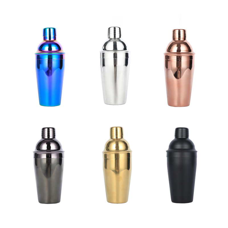 250ml 350ml 550ml 750ml Custom Color Plating&Painting 304 Stainless Steel Boston Wine Cocktail Shaker Kit Bar Tool Drink Mixer