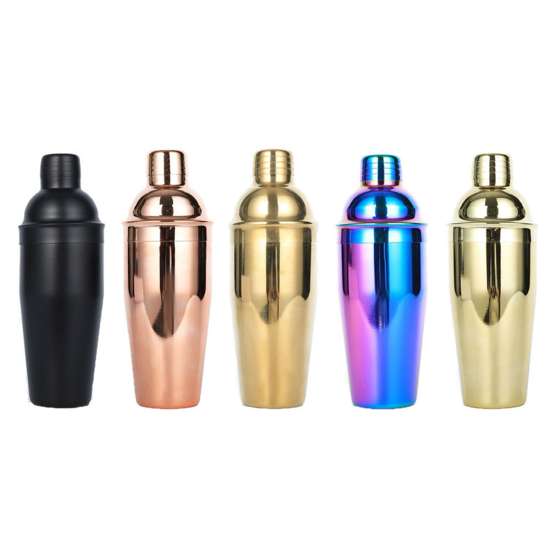 250ml 350ml 550ml 750ml Custom Color Plating&Painting 304 Stainless Steel Boston Wine Cocktail Shaker Kit Bar Tool Drink Mixer
