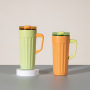 New Exclusive Private Mold 520ml Vertical Stripe Handle c - Stainless Steel Insulated Coffee Tumbler with Straw