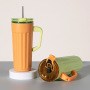 New Exclusive Private Mold 520ml Vertical Stripe Handle c - Stainless Steel Insulated Coffee Tumbler with Straw