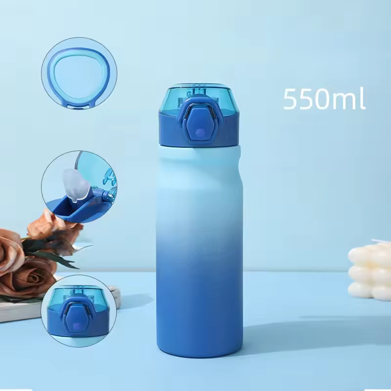 Novelty Large Capacity Custom logo Engraved Double Wall 304 Stainless Steel Sport Water Bottle Flip Top Lids Cute Kid Wholesale