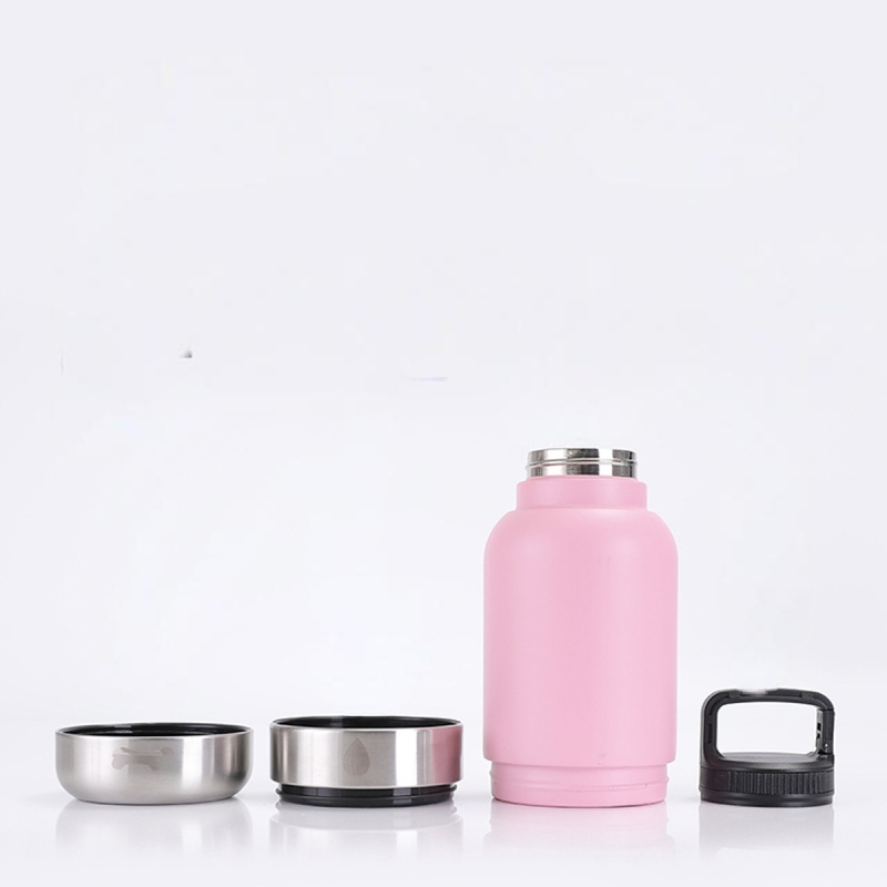 Pet Double Wall Detachable Bowls Insulated Stainless Steel Leak Proof Dog Water Bottle Stainless Steel Thermos Bottle