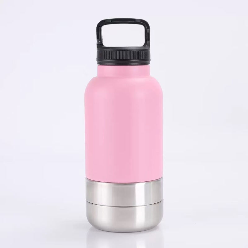 Pet Double Wall Detachable Bowls Insulated Stainless Steel Leak Proof Dog Water Bottle Stainless Steel Thermos Bottle