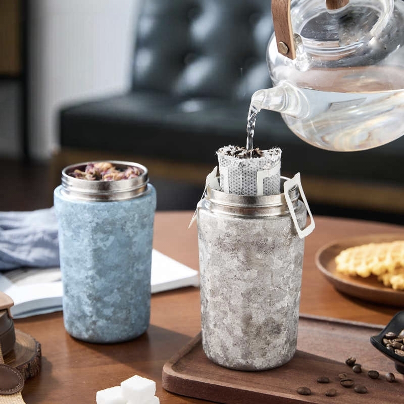 2025 New High-End Portable Coffee Cup Pure Titanium Insulated Car-Mounted Travel Vacuum Thermos Cup Stainless Steel Tumbler