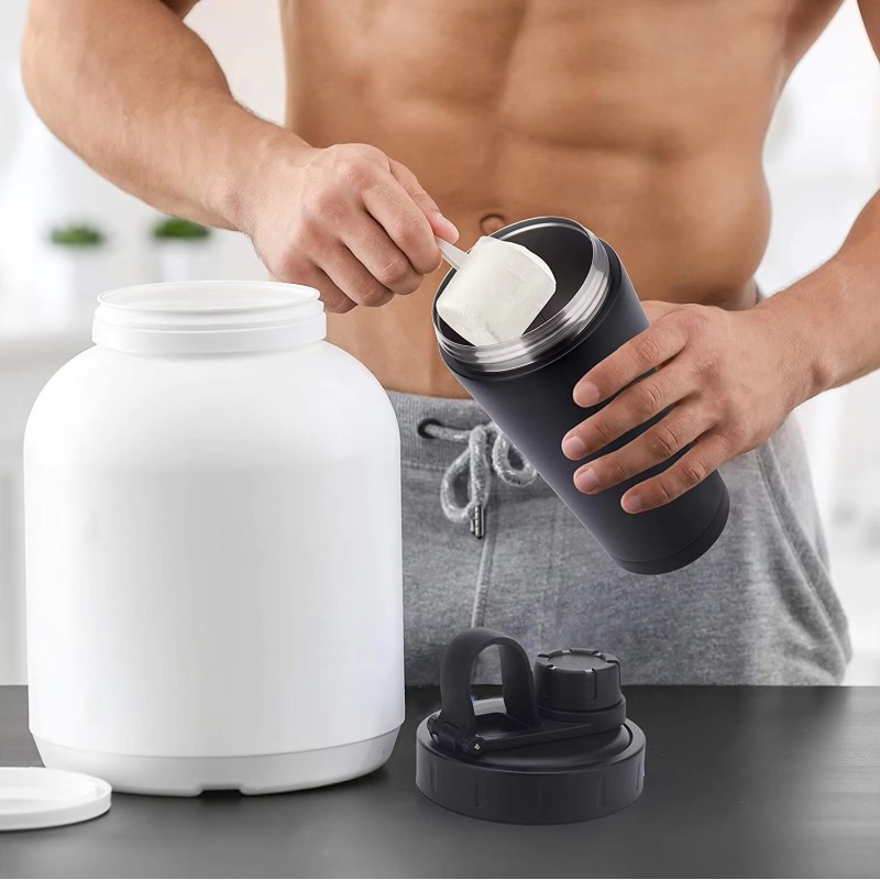 Custom Logo 304 Insulated Mixer Metal Stainless Steel Water Bottle, Eco Friendly Fitness Gym Protein Shaker Cup Bottle