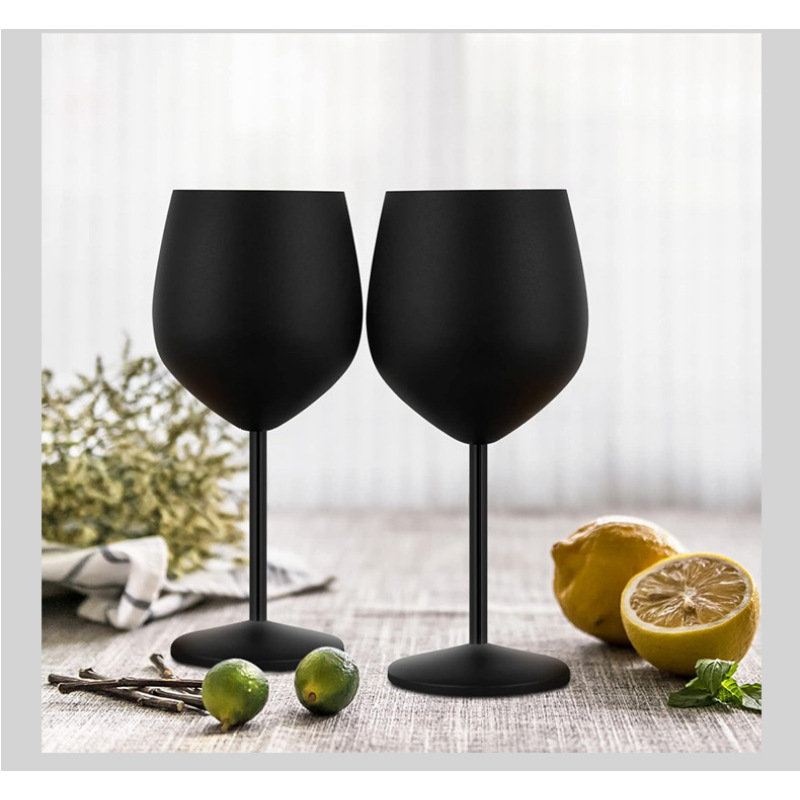 500ml Stainless Steel Wine Glass Goblet with Custom Logo Reusable Metal Stemmed Cup for Bar Party Wedding