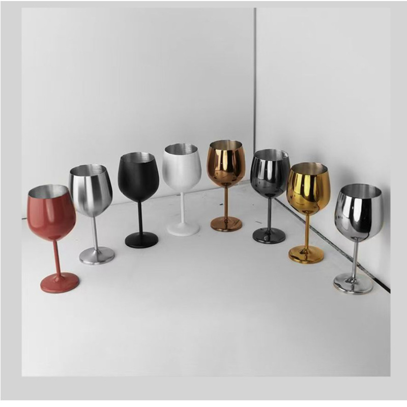 500ml Stainless Steel Wine Glass Goblet with Custom Logo Reusable Metal Stemmed Cup for Bar Party Wedding