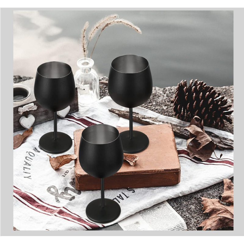 500ml Stainless Steel Wine Glass Goblet with Custom Logo Reusable Metal Stemmed Cup for Bar Party Wedding
