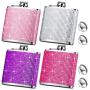 Factory DDP 6oz Portable Business Gifts Ladies Rhinestone Pocket Stainless Steel Liquor Whiskey Wine Flagon Crystals Hip Flask