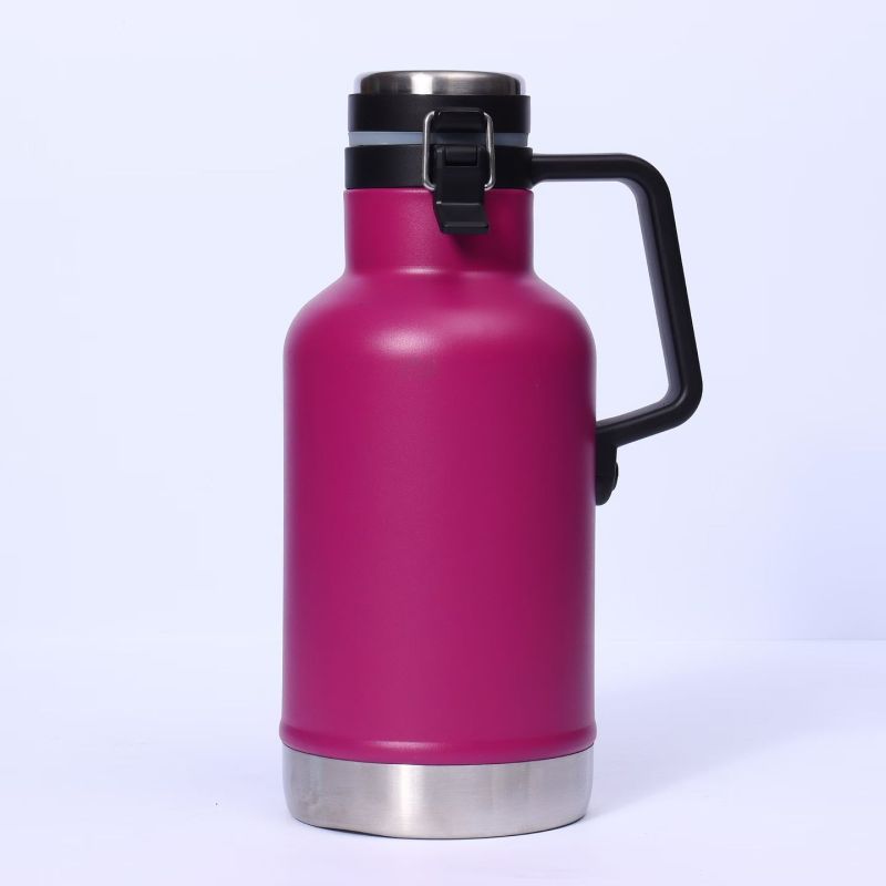 64oz 304 Stainless Steel Beer Bottle Classical Vacuum Pot Camping Water Bottle Thermos Insulated Beer Growler With Handle