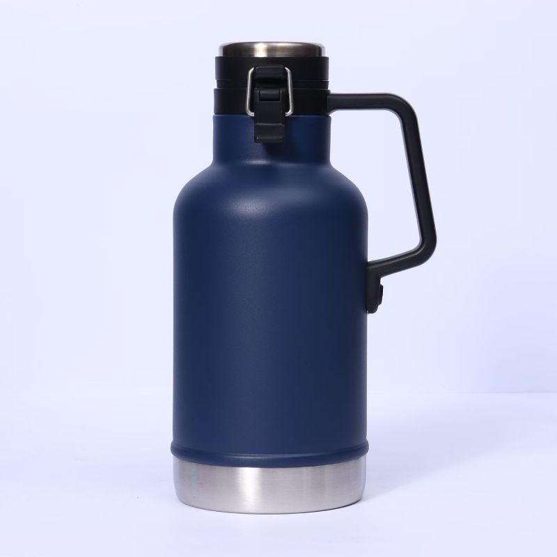 64oz 304 Stainless Steel Beer Bottle Classical Vacuum Pot Camping Water Bottle Thermos Insulated Beer Growler With Handle