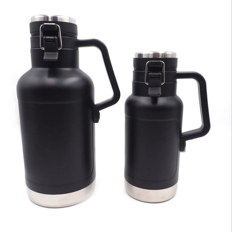 64oz 304 Stainless Steel Beer Bottle Classical Vacuum Pot Camping Water Bottle Thermos Insulated Beer Growler With Handle