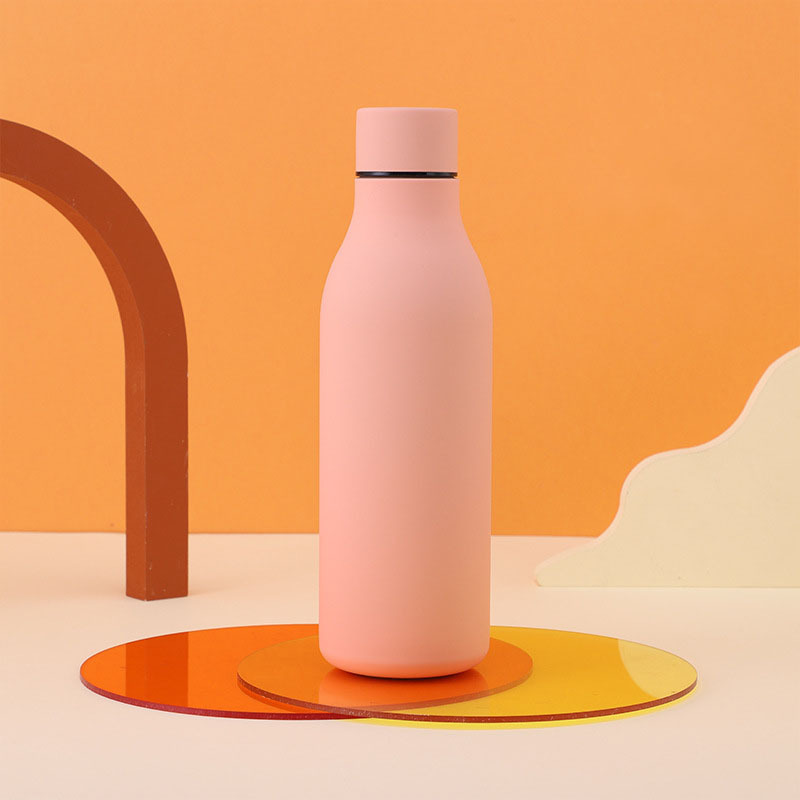 304 Stainless Steel Small Mouth Vacuum Thermos Bottle with Rubber Coating Outdoor Sports Water Bottle Travel-Friendly Cola Shape