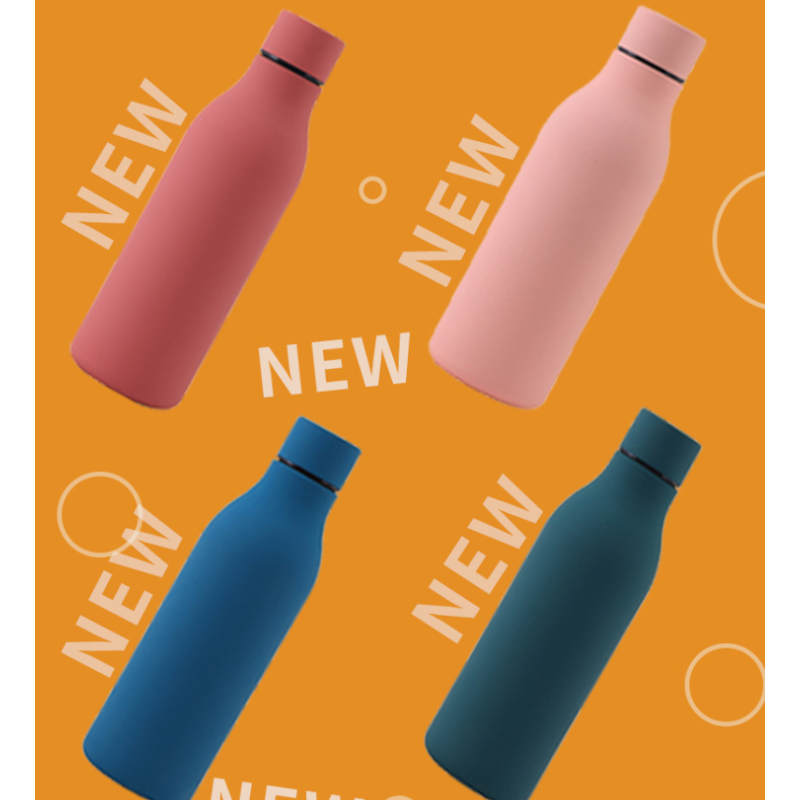 304 Stainless Steel Small Mouth Vacuum Thermos Bottle with Rubber Coating Outdoor Sports Water Bottle Travel-Friendly Cola Shape