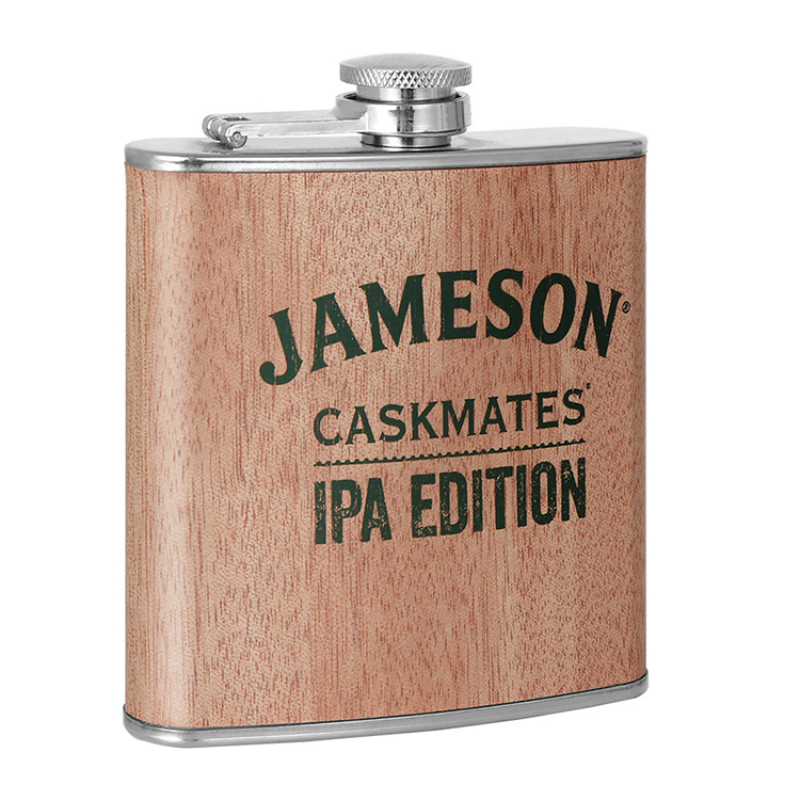 Custom Logo 6oz Mini Stainless Steel Liquor Hip Flask With Modern Design Wooden Grain Liquor Flask for Travel for Men and Women