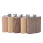 Custom Logo 6oz Mini Stainless Steel Liquor Hip Flask With Modern Design Wooden Grain Liquor Flask for Travel for Men and Women
