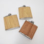 Custom Logo 6oz Mini Stainless Steel Liquor Hip Flask With Modern Design Wooden Grain Liquor Flask for Travel for Men and Women