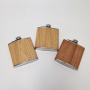 Custom Logo 6oz Mini Stainless Steel Liquor Hip Flask With Modern Design Wooden Grain Liquor Flask for Travel for Men and Women
