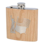 Custom Logo 6oz Mini Stainless Steel Liquor Hip Flask With Modern Design Wooden Grain Liquor Flask for Travel for Men and Women